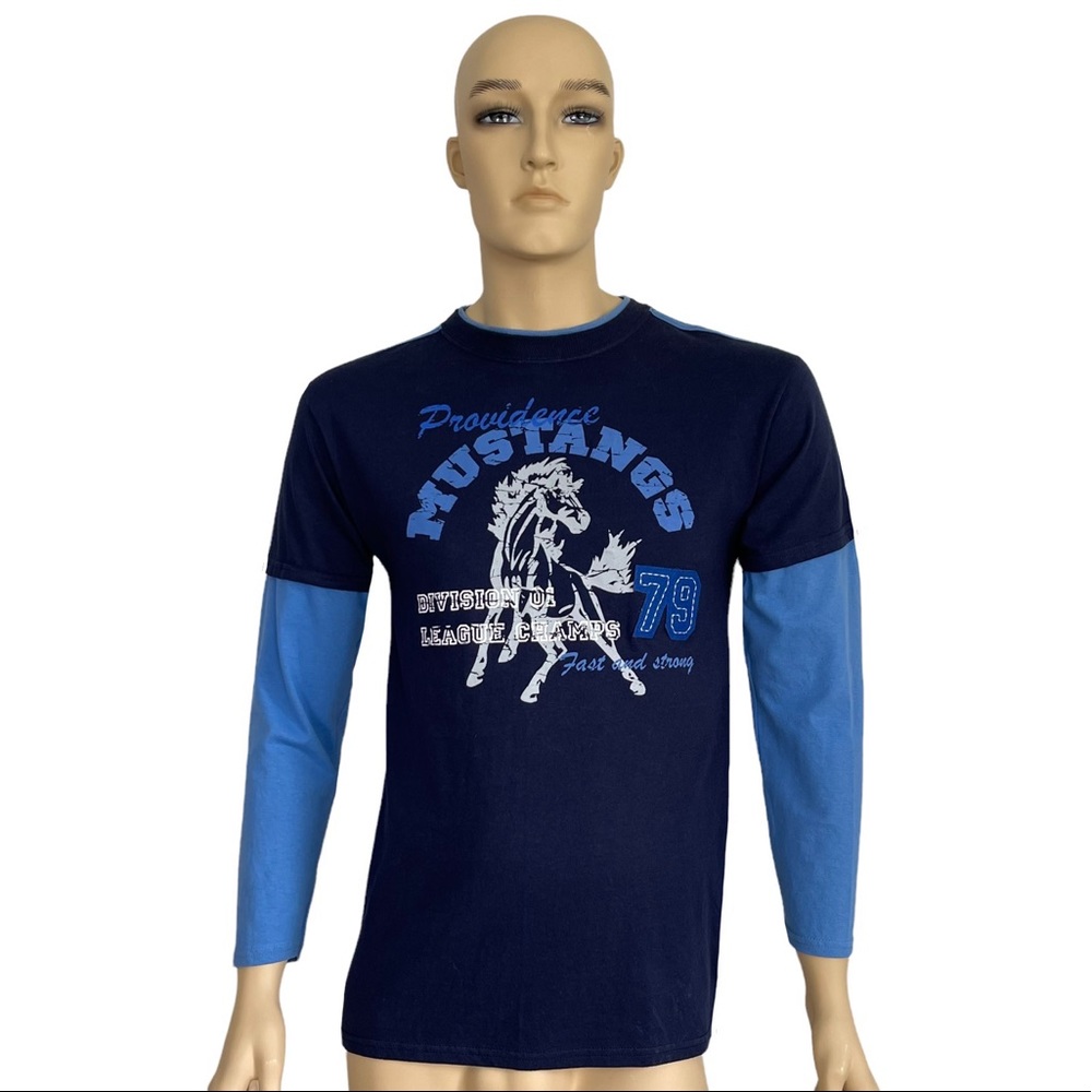 Jerzees Boys Providence Mustangs Blue Long Sleeve T-Shirt XL (16/17)